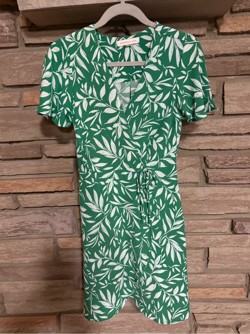 Green Leaf-Print Wrap Dress - Women